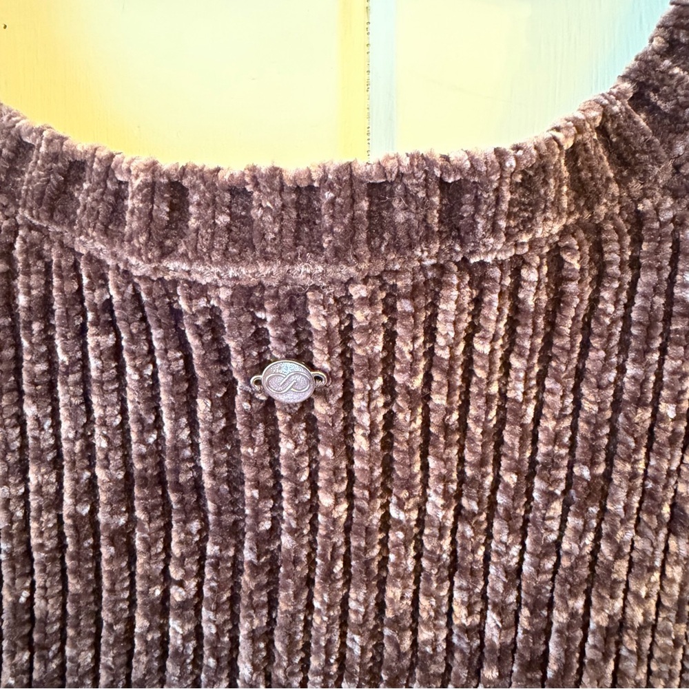 CALIA Dark Purple Crew Neck Sweater, Open Shoulders, Size Large - Picture 6 of 8